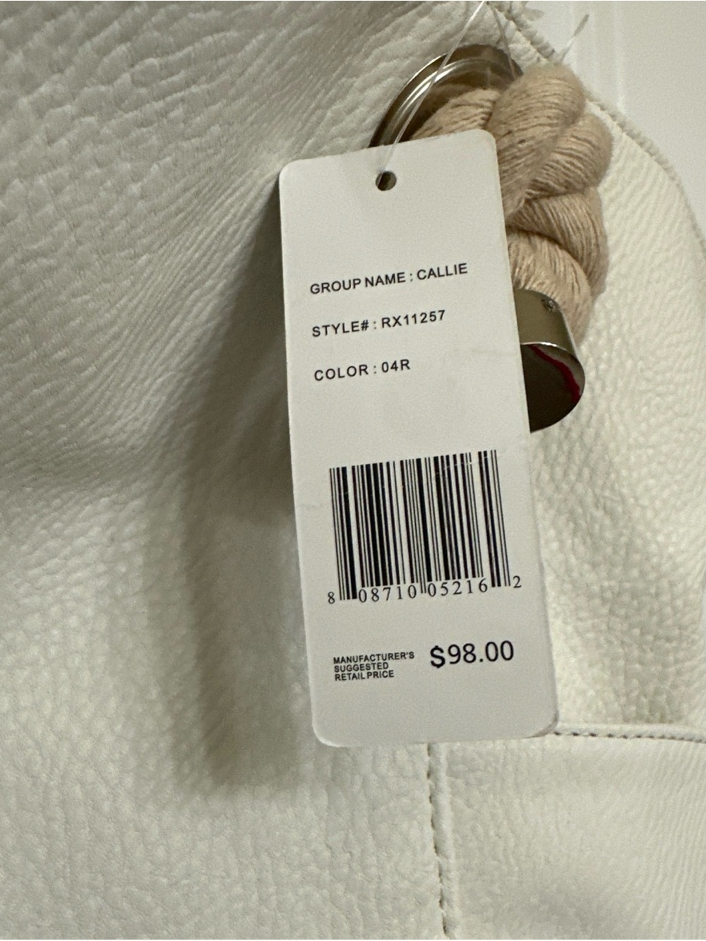 Rampage White Tote with Beige Rope Handles - Picture 9 of 9